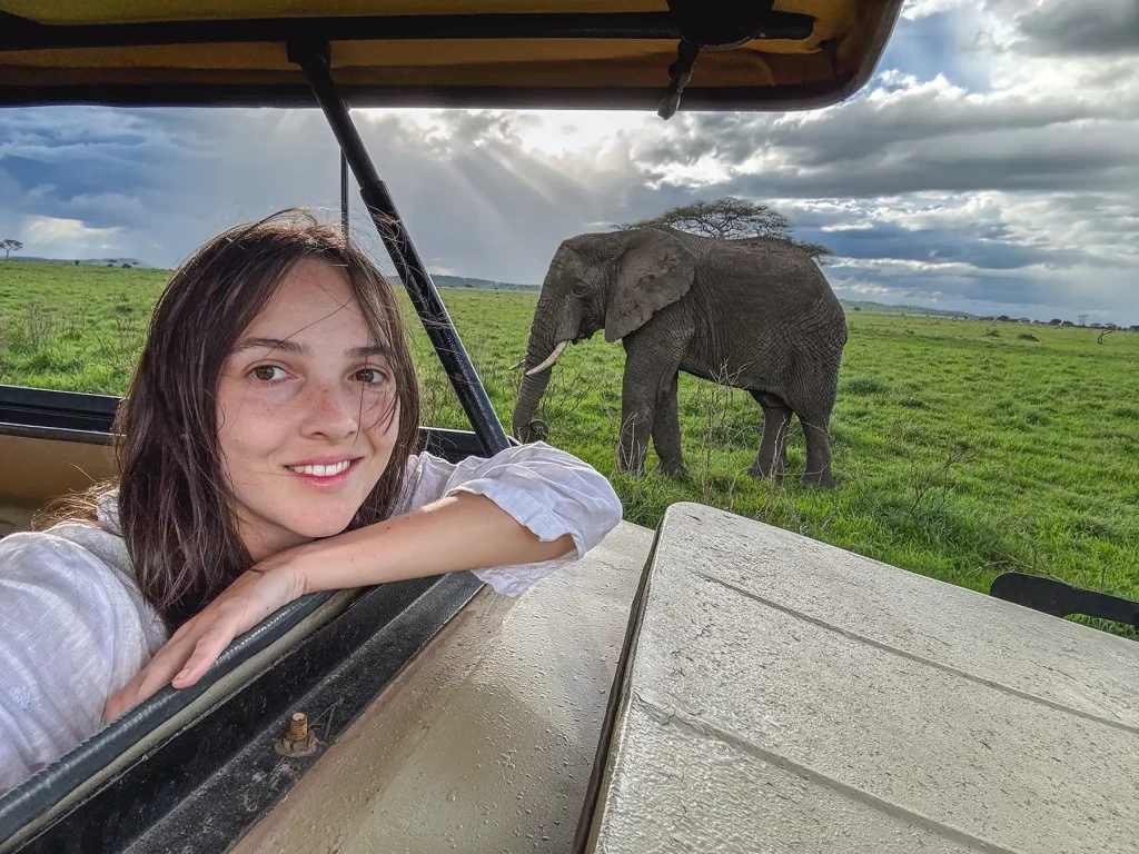Ella Mckendrick on Safari with Elephant