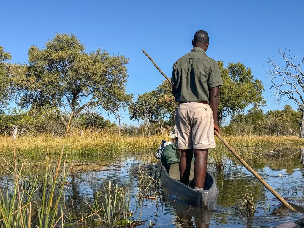 Mokoro boat safari in Khwai in Botswana