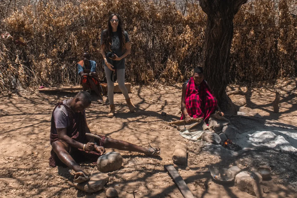 Datoga tribe blacksmiths smelting metal in Lake Eyasi in Tanzania